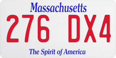 MA license plate 276DX4