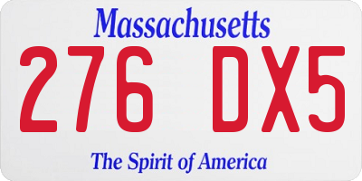 MA license plate 276DX5