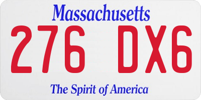MA license plate 276DX6