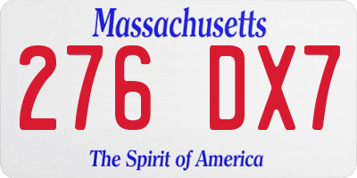 MA license plate 276DX7