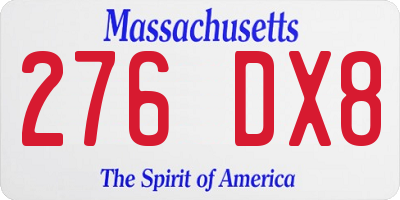 MA license plate 276DX8
