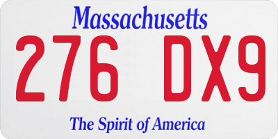 MA license plate 276DX9