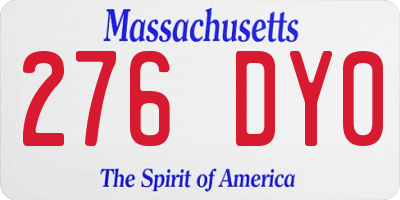MA license plate 276DY0