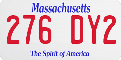 MA license plate 276DY2