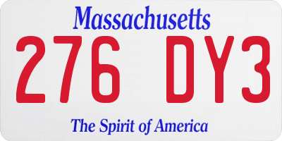MA license plate 276DY3