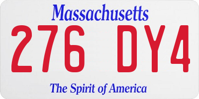 MA license plate 276DY4