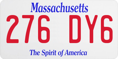 MA license plate 276DY6