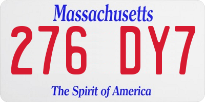 MA license plate 276DY7