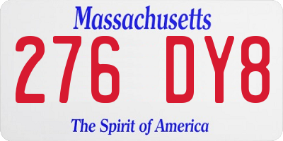 MA license plate 276DY8