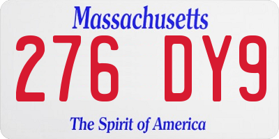 MA license plate 276DY9