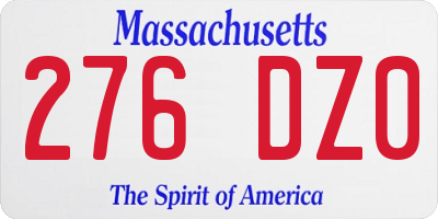 MA license plate 276DZ0