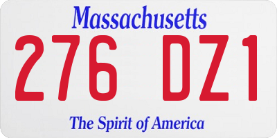 MA license plate 276DZ1