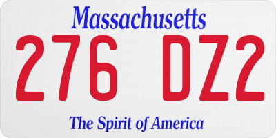 MA license plate 276DZ2
