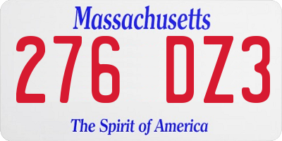 MA license plate 276DZ3