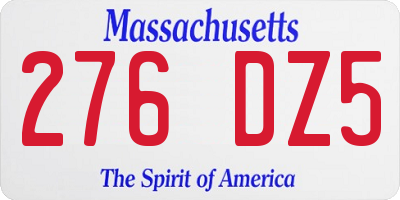 MA license plate 276DZ5