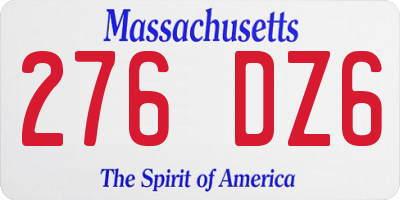 MA license plate 276DZ6