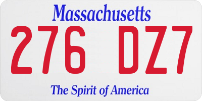 MA license plate 276DZ7