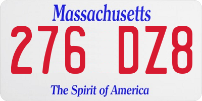 MA license plate 276DZ8