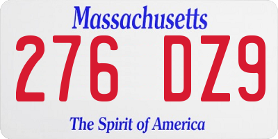 MA license plate 276DZ9