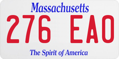 MA license plate 276EA0