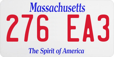 MA license plate 276EA3