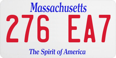 MA license plate 276EA7