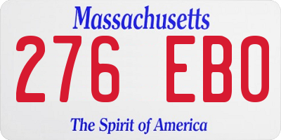 MA license plate 276EB0