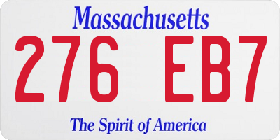MA license plate 276EB7