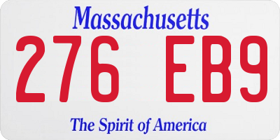 MA license plate 276EB9