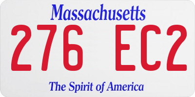 MA license plate 276EC2