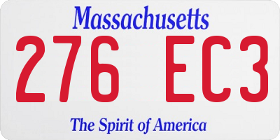 MA license plate 276EC3