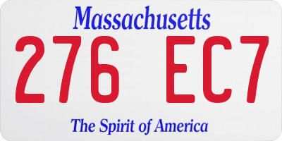 MA license plate 276EC7