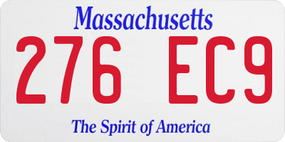 MA license plate 276EC9