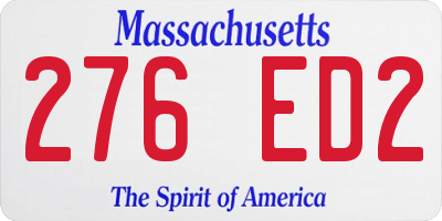 MA license plate 276ED2
