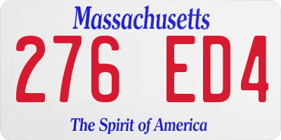 MA license plate 276ED4