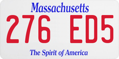 MA license plate 276ED5