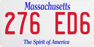 MA license plate 276ED6
