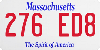 MA license plate 276ED8