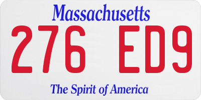 MA license plate 276ED9