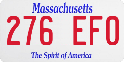 MA license plate 276EF0