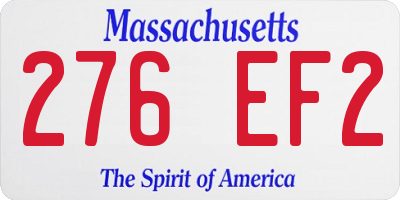 MA license plate 276EF2