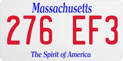 MA license plate 276EF3
