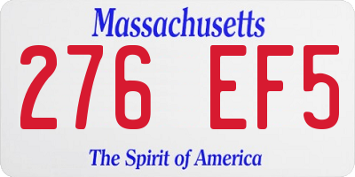 MA license plate 276EF5