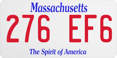 MA license plate 276EF6