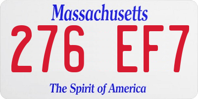 MA license plate 276EF7