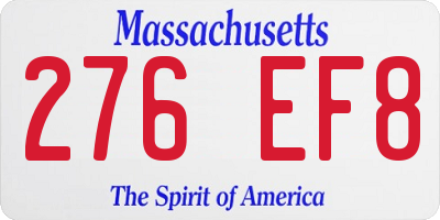 MA license plate 276EF8