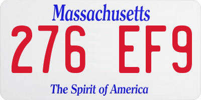 MA license plate 276EF9