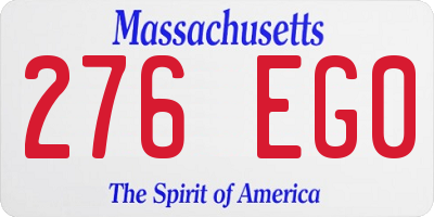 MA license plate 276EG0