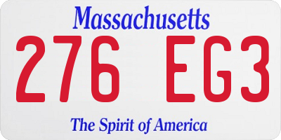 MA license plate 276EG3