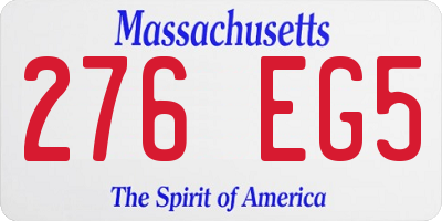 MA license plate 276EG5